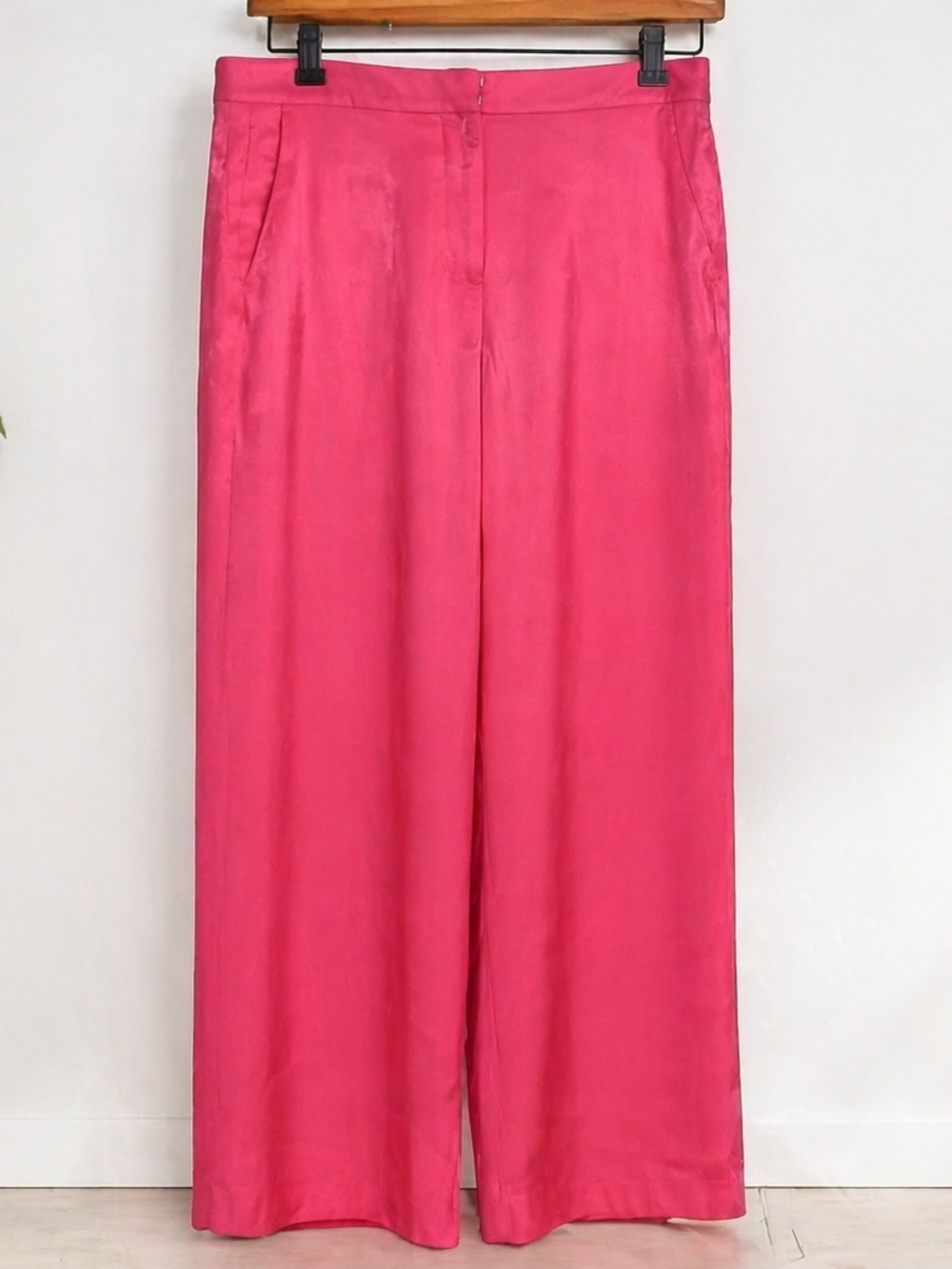 J. Crew Pink High Waisted Wide Leg Pants Barbiecore Viscose Blend Sz 2 Y2K